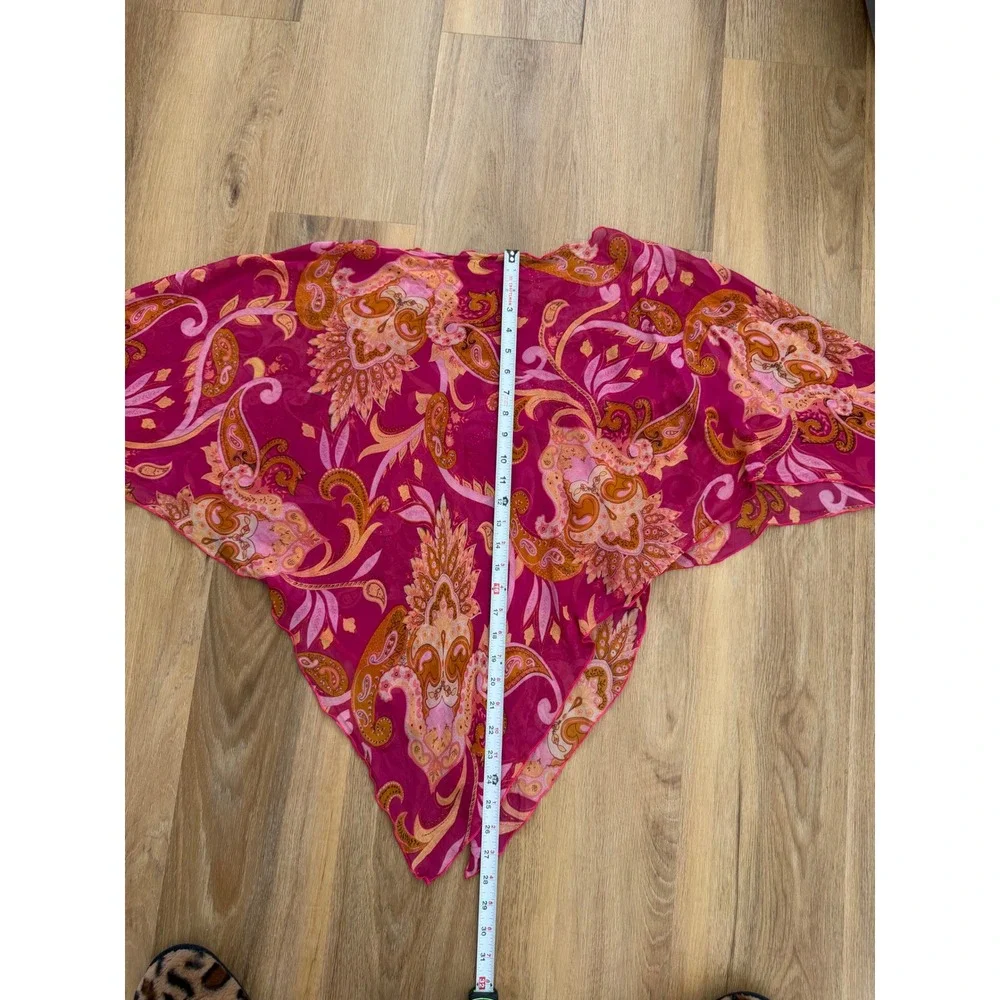 Echo Silk Shawl Pink Paisley Sheer Lightweight Bohemian Accessory One Size